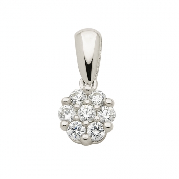 Anhänger 6mm Zirkonia 14Kt 585 WEISSGOLD