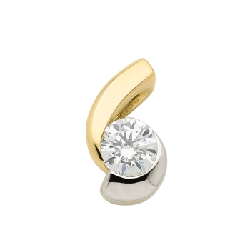 Anhänger bicolor 12mm Zirkonia 8Kt 333 GOLD