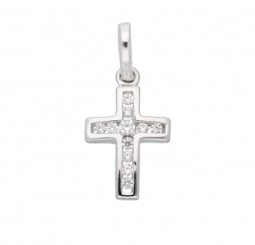 Anhänger Kreuz Zirkonia 8x12mm 8Kt 333 WEISSGOLD