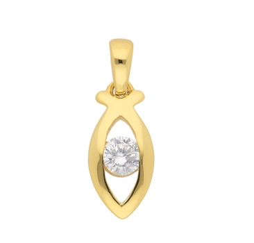 Anhänger Fisch 14mm Zirkonia 8Kt 333 GOLD