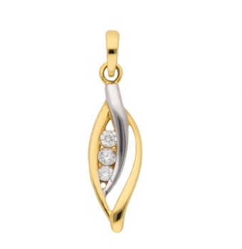 Anhänger bicolor 19mm Zirkonia 8Kt 333 GOLD