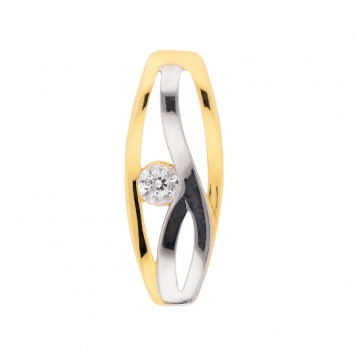 Anhänger bicolor 18mm Zirkonia 8Kt 333 GOLD