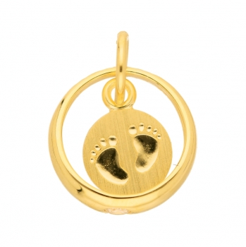 Anhänger Taufring Zirkonia Babyfüsse 333 GOLD
