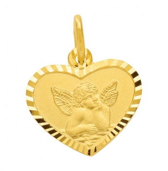 Anhänger Herz Medaille Amor Engel 333 Gold