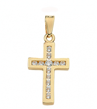 Anhänger Kreuz Zirkonia 11x17mm 14Kt 585 GOLD
