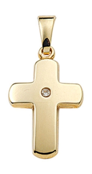 Anhänger Kreuz 11x15mm mit Diamant 14Kt 585 GOLD