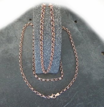 Armband Ankerkette 3,8mm rund Erbskette rose vergoldet Silber 925 17-19cm