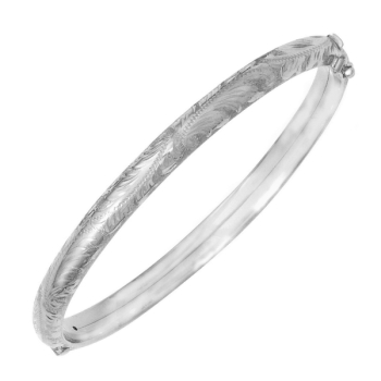 Armreif gewölbt Wiener Gravur oval 925 Sterling Silber 6mm