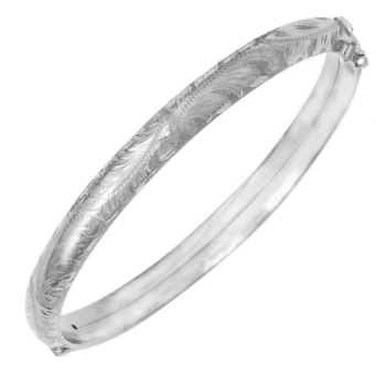 Armreif gewölbt Wiener Gravur oval 925 Sterling Silber 8mm