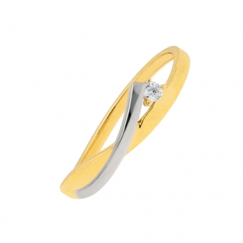 Damenring bicolor mit einem Zirkonia 333 GOLD