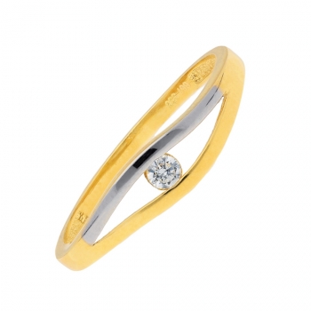 Damenring bicolor mit einem Zirkonia 333 GOLD