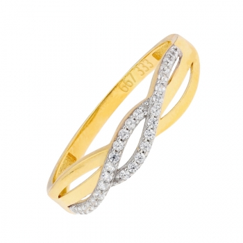 Damenring Welle mit Zirkonia 333 GOLD