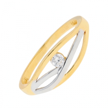 Damenring bicolor mit einem Zirkonia 333 GOLD