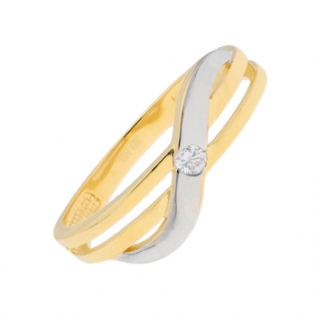 Damenring bicolor mit einem Zirkonia 333 GOLD