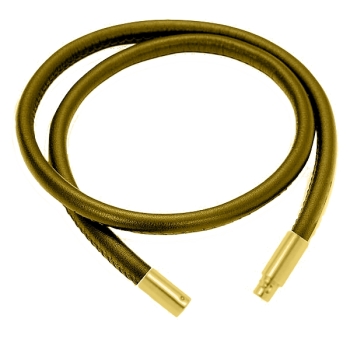 Lederband Collier Kalbsleder braun 5mm mit Bajonett vergoldet 43cm