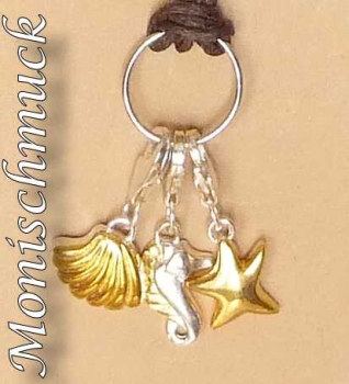 Charm Set Südsee Muschel Seestern Seepferdchen 925 Silber