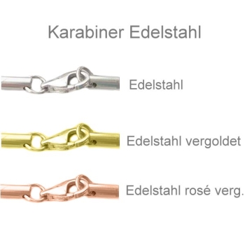 Lederband 2mm 21 Farben mit Edelstahl Karabiner