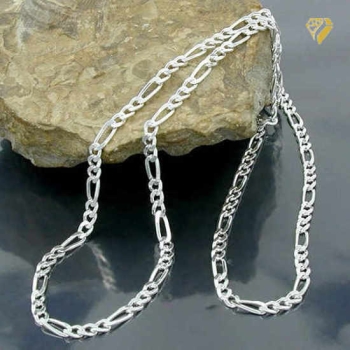 Kette Collier Figaro Muster 3.4mm Silber 925 50cm
