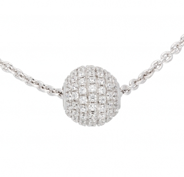 Kette und Anhänger rund Kugel 8mm mit Zirkonias Silber 925 42cm+3cm
