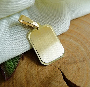 Anhänger Gravurplatte eckig 11x15mm 8Kt Gold