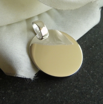 Anhänger Gravurplatte rund 18mm Silber 925