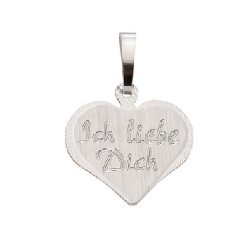 Anhänger Gravurplatte Herz 17x15mm -Ich liebe Dich- Silber 925