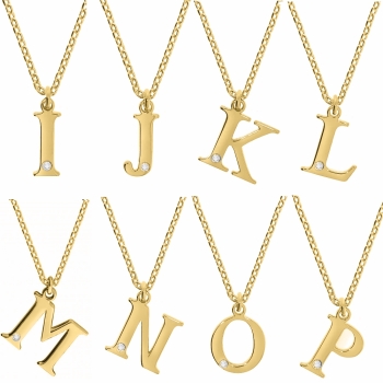 Anhänger Buchstabe A-Z mit Diamant 0,008ct und Kette Silber 925 vergoldet 45+3cm