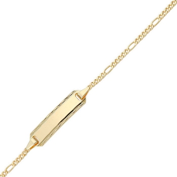 Schildarmband ID Figaro 1,5mm 8Kt GOLD 14cm