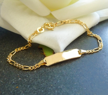 Schildarmband ID Figaro 2,3mm 8Kt GOLD 14cm
