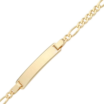 Schildarmband ID Figaro 3mm 8Kt GOLD 14cm