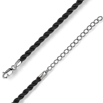 Kordelband Collier schwarz 3mm 45+5cm