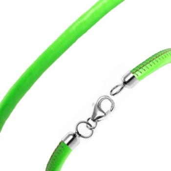 Lederbänder Colliers Armbänder Kalbsleder 4mm neon mit Karabiner