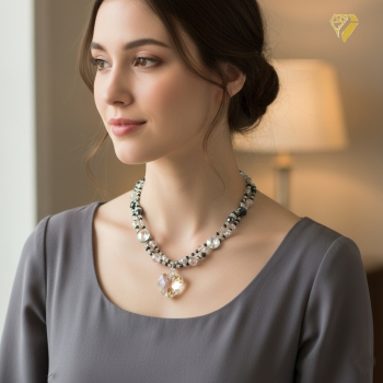Collier Jet Crystal AB Glamour