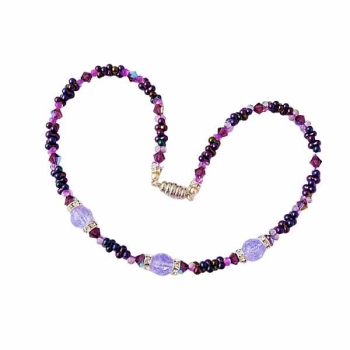 Collier Bergkristall mit Doppelkegel amethyst AB