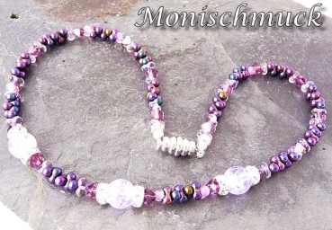 Collier Bergkristall mit Doppelkegel amethyst AB
