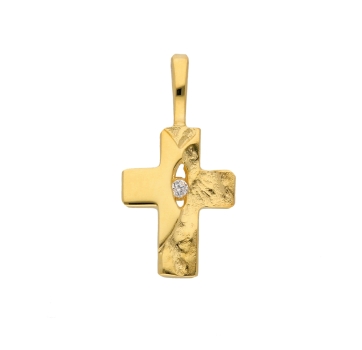 Anhänger Kreuz Zirkonia 8x11mm 14Kt 585 GOLD