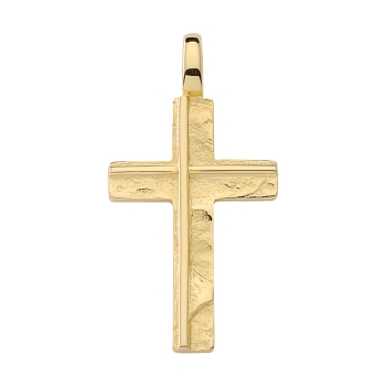 Anhänger Kreuz gehämmert 15x22mm 14Kt 585 GOLD