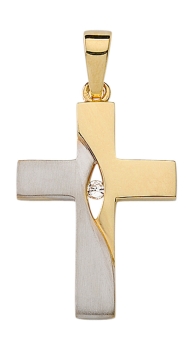 Anhänger Kreuz bicolor Zirkonia 15x21mm Silber 925