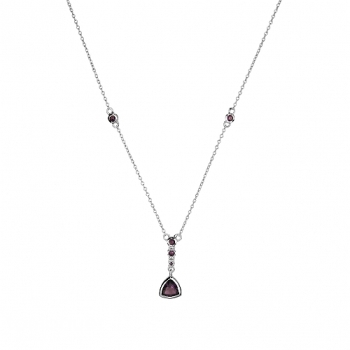 Collier Kette mit Anhänger Zirkonia lila Silber 925 42cm