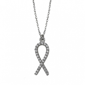 Collier Kette mit Anhänger Schleife Zirkonia Silber 925 41cm