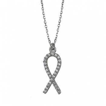 Collier Kette mit Anhänger Schleife Zirkonia Silber 925 41cm