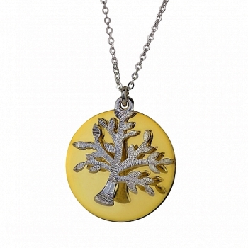 Collier Kette mit Anhänger vergoldet und Lebensbaum Silber 925 41cm