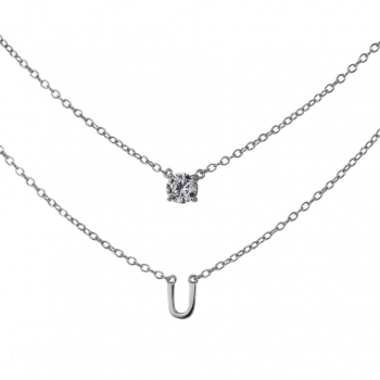 Collier Kette Hufeisen und Zirkonia Silber 925 42cm