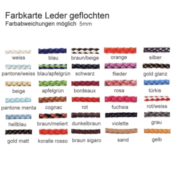 Exklusives Ledercollier 5mm für Wechselschliesse geflochten in 30 Farben Edelstahl