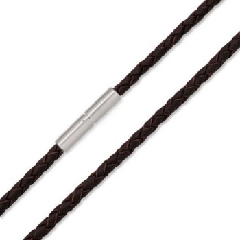 Lederband 2,5-8mm geflochten schwarz mit 925 Silber Bajonett