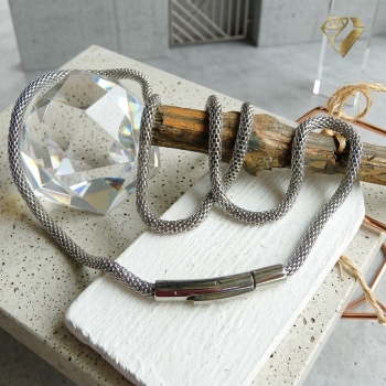 Kette Collier Mesh 3,2mm mit Clickverschluss Edelstahl