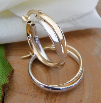 Creole 19,6x3,9mm bicolor 8Kt 333 GOLD WEISSGOLD