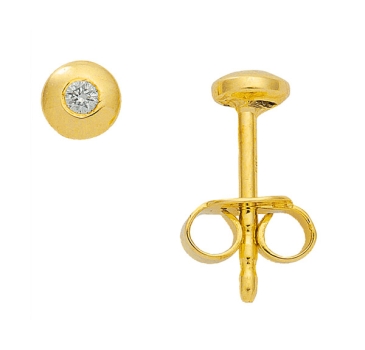 Stecker 4mm mit Diamant 14Kt GOLD