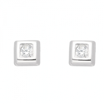 Ohrstecker Quadrat Zirkonia 8Kt 333 WEISSGOLD