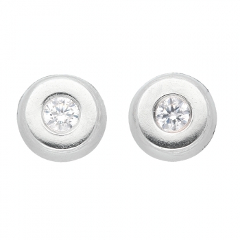 Ohrstecker 4,8mm rund Zirkonia 8Kt 333 WEISSGOLD